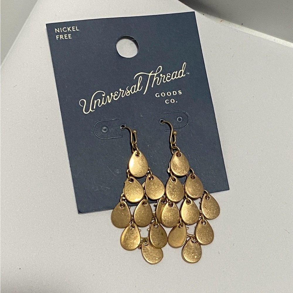 NWT Gold Cluster Drop Dangle Earrings by Universal Thread